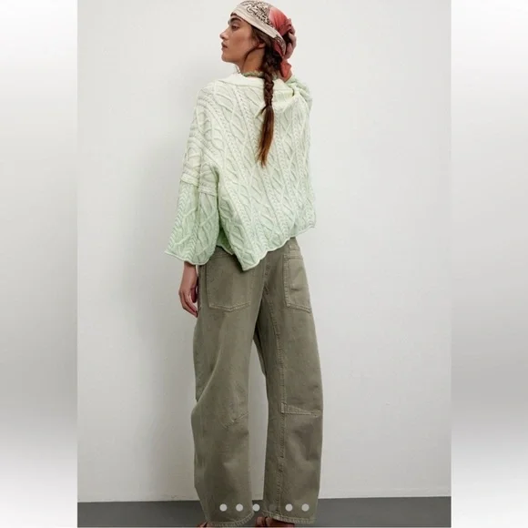 Free People WE THE FREE: Moxie Low Slung Pull on Patchwork Barrel Jeans(NWOT) - Picture 3 of 7